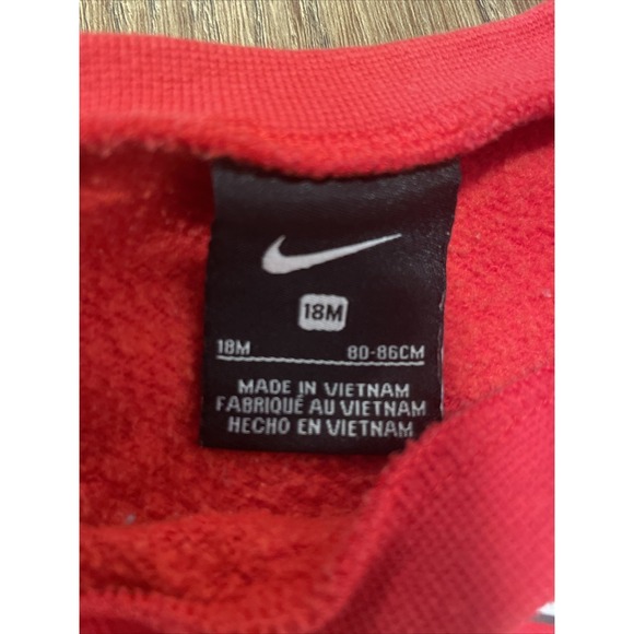 Vintage Nike Baby Sweatshirt Red Crewneck Pullover Size 18 Months - Picture 3 of 4